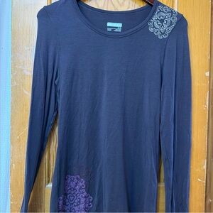 Marmot Women's Long Sleeve Top - Dark Gray/Brown embroidered Boho Hiking size M